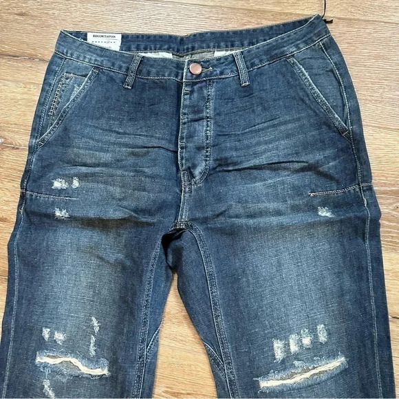 NWT One Teaspoon Mr. Browns Linen Blend Relaxed Leg Indigo Jeans - Picture 9 of 10